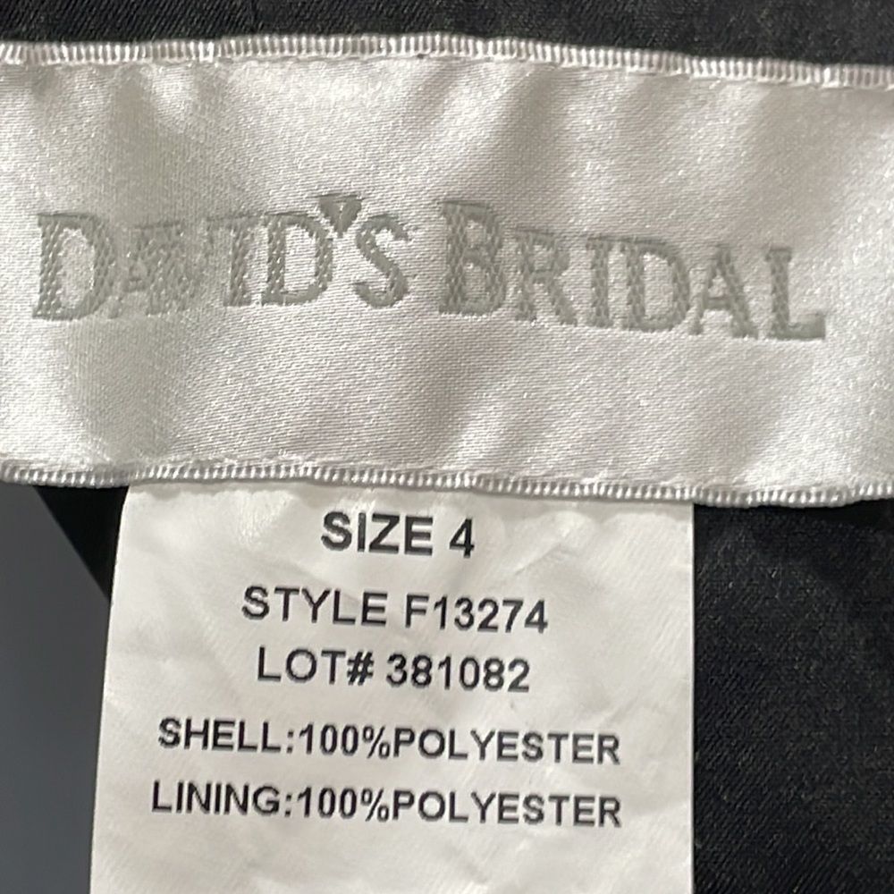 🕶️ NWOT David’s Bridal Prom Semi Formal Black Gown. Size 4 S Small - Picture 11 of 15